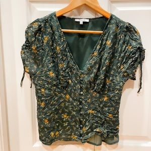 Madewell silk wrap floral top